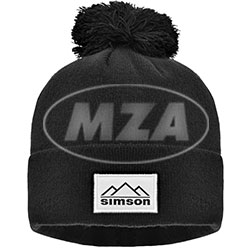 [84201C] MZA - Wintermütze mit Bommel, Farbe: schwarz, Motiv: ""SIMSON Suhler Berge""