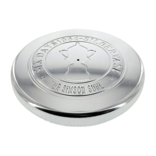 [25055-C-S] MZA - Tankdeckel für ø 60mm, Alu poliert, mit Prägung Silbervase