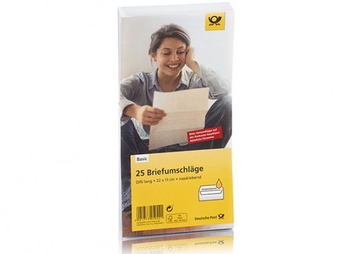 [136100050] Deutsche Post - 25 Umschläge DIN lang w. nk oF.