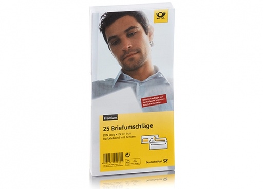 [117501056] Deutsche Post - 25 Umschläge DIN lang w. hk mF.