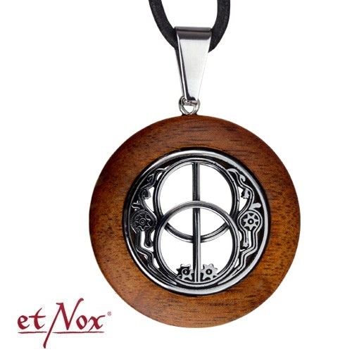[P0019626] etNox-Anhänger "Chalice Well" Holz und Edelstahl