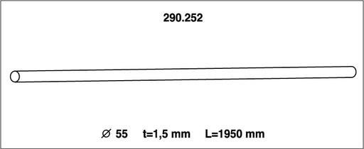 PEDOL - Abgasrohr, Universal - Dicke/Stärke 1,5 mm Länge 1950 mm Form gerade