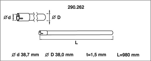 PEDOL - Abgasrohr, Universal - Dicke/Stärke 1,5 mm Länge 980 mm Form gerade