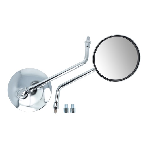 [82499A] MZA -  Paar Rückblickspiegel Ø105 mm, chrom - Gewinde M8 / M10 mit Adapter