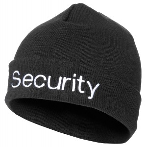 [10930A] MFH - Rollmütze, Polyacryl, schwarz, silber bestickt,"Security"