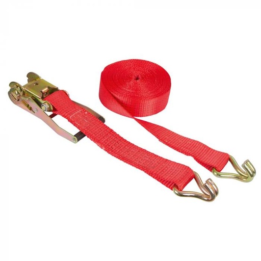 [P0022678] Ratschenzurrgurt mit Spitzhaken - 2-teilig - Polyestergewebe - Länge 6,0 m - Breite 50 mm - Zugkraft 2500 / 5000 kg - rot
