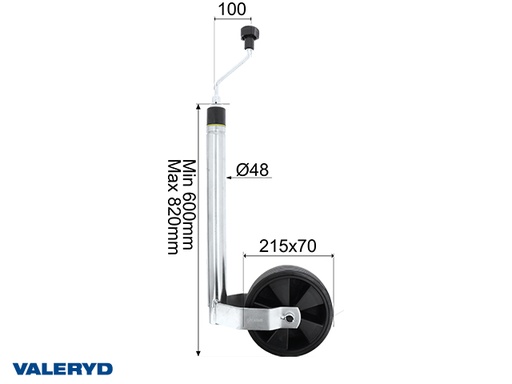 [6659022] Valeryd - Stützrad Ø48mm rund. Kunststoffelge. Vollgummirad 210x70mm mit Gewichts-Indikator